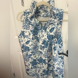 Tuckernuck Blue and White Floral Tank Top